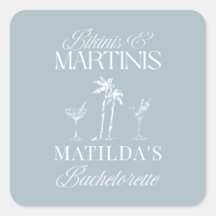 Bikinis and martinis Elegant vintage bachelorette Square Sticker