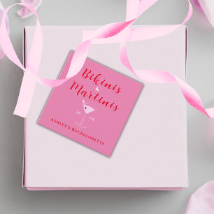 Bikinis And Martinis Pink & Red Bachelorette Party Favour Tags