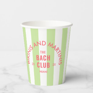 Bikinis And Martinis The Bach Club Green Stripe  Paper Cups