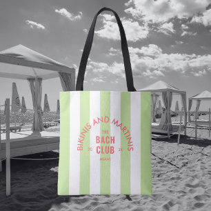 Bikinis And Martinis The Bach Club Green Stripe Tote Bag