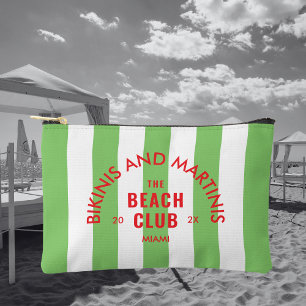 Bikinis And Martinis The Beach Club Green Stripe Accessory Pouch
