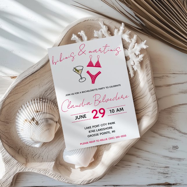 Bikinis and Martinis Themed Bachelorette Party Invitation (Creator Uploaded)