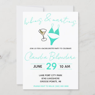 Bikinis and Martinis Themed Bachelorette Party Invitation