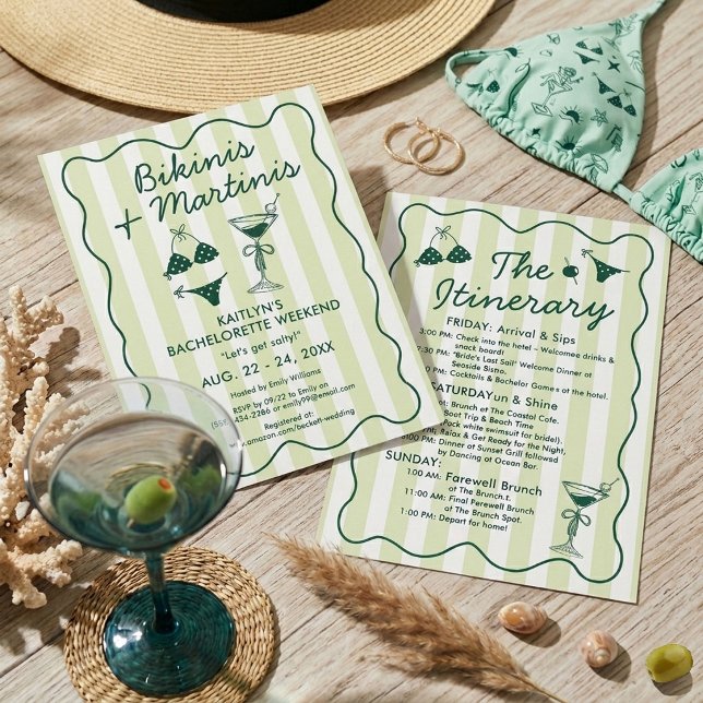 Bikinis & Martinis Bachelorette Party Itinerary Invitation (Creator Uploaded)