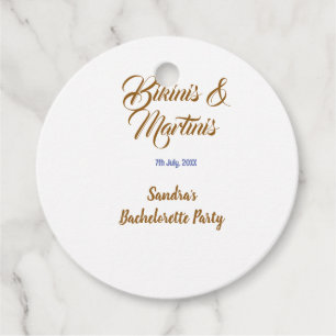 bikinis & martinis bachelorette party name brown favour tags