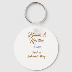 bikinis & martinis bachelorette party name brown  key ring