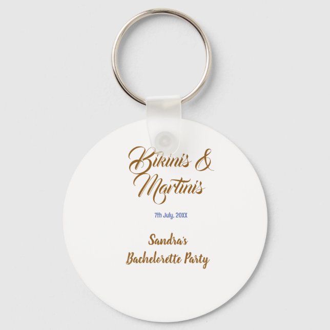bikinis & martinis bachelorette party name brown  key ring (Front)
