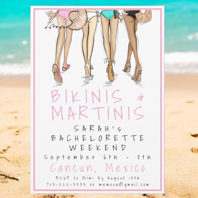 Bikinis & Martinis Bachelorette Party Weekend Invitation (Creator Uploaded)