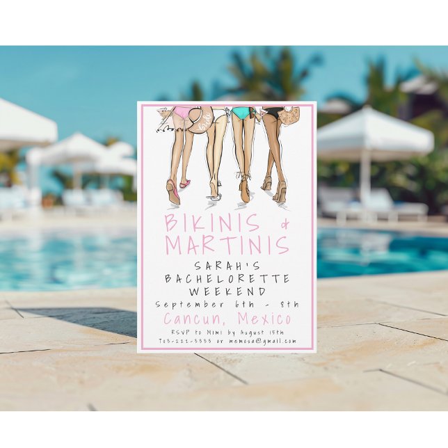 Bikinis & Martinis Bachelorette Party Weekend Invitation (Creator Uploaded)
