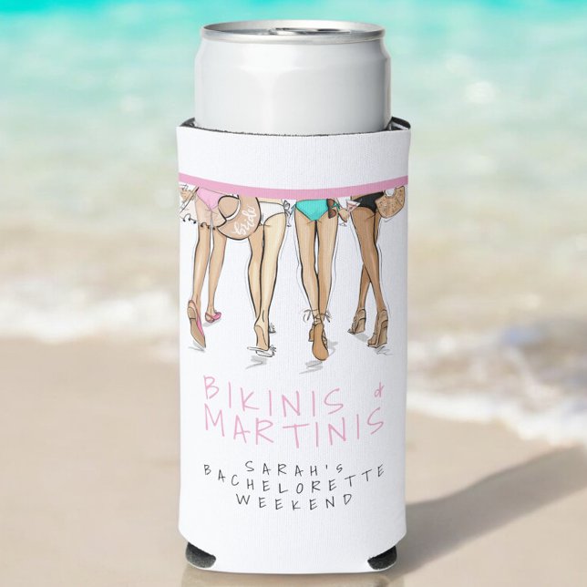 Bikinis & Martinis Bachelorette Party Weekend Name Seltzer Can Cooler (Creator Uploaded)