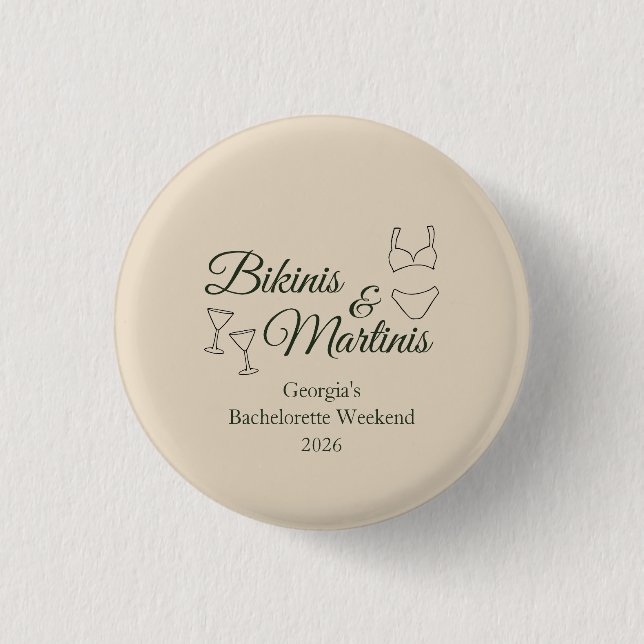 Bikinis & Martinis Bachelorette Weekend 3 Cm Round Badge (Front)