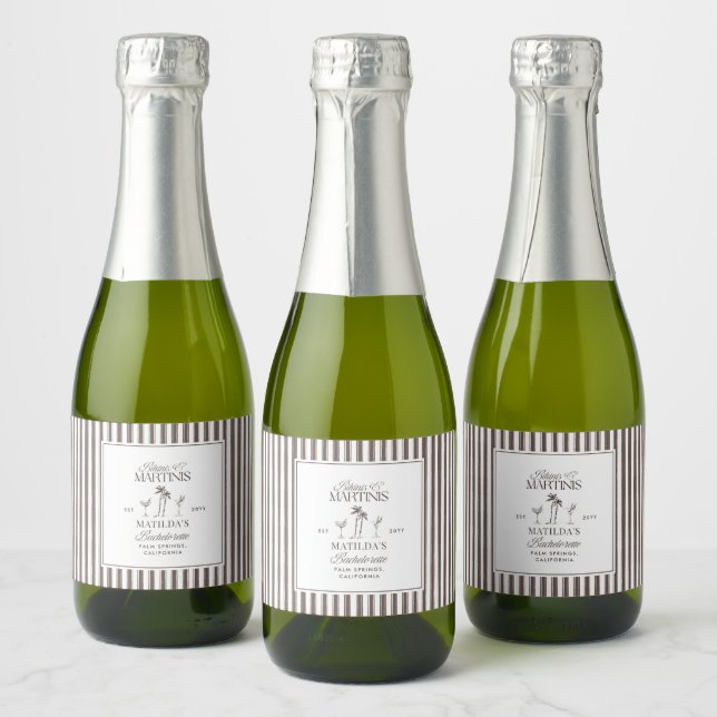 Bikinis & Martinis Bachelorette Wine Bottle Label  (Bottles)