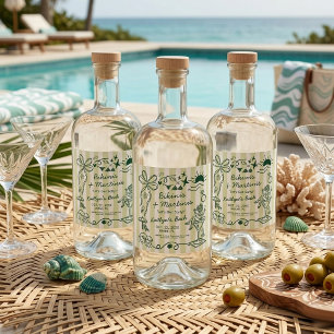 Bikinis & Martinis Beach Bachelorette Party Custom Liquor Bottle Label