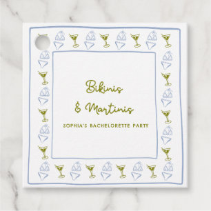 Bikinis & Martinis Blue Olive Bachelorette Party Favour Tags