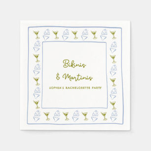 Bikinis & Martinis Blue Olive Bachelorette Party Napkin