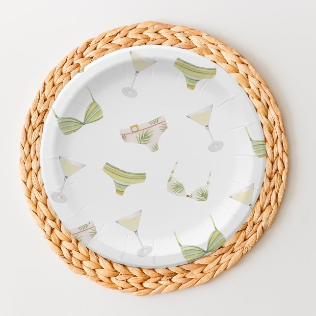 Bikinis & Martinis Bridal Shower Bachelorette Paper Plate (Creator Uploaded)