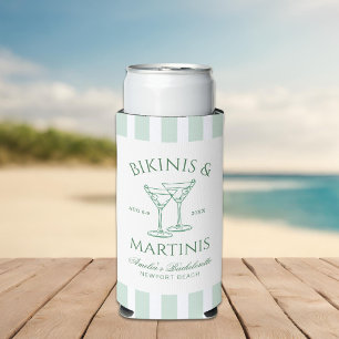Bikinis & Martinis Green Bachelorette Seltzer Can Cooler