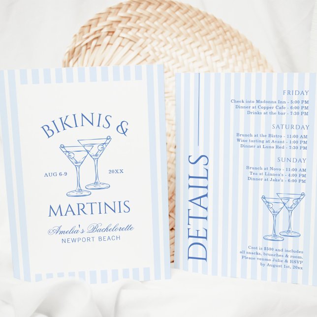 Bikinis & Martinis Green Bachelorette Weekend Invi Invitation (Creator Uploaded)