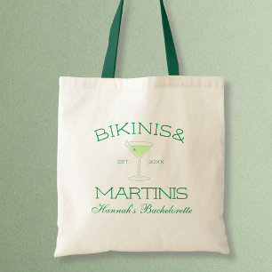 Bikinis & Martinis Green Beach Bachelorette Party Tote Bag