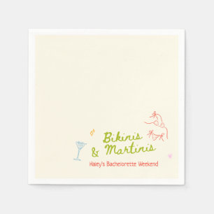 Bikinis & Martinis Hand Drawn Bachelorette Napkin