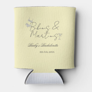 Bikins & Martinis bachelorette party yellow retro Can Cooler
