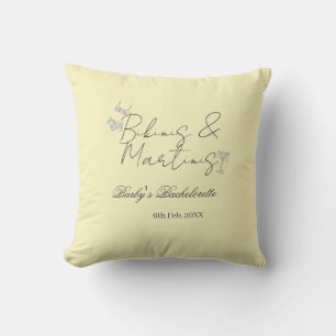 Bikins & Martinis bachelorette party yellow retro Cushion