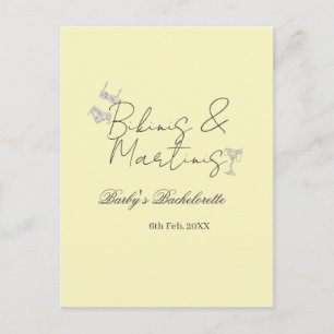 Bikins & Martinis bachelorette party yellow retro Postcard