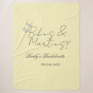 Bikins & Martinis bachelorette party yellow retro Sherpa Blanket