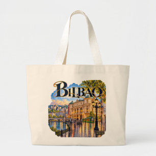 Bilbao fabric tote bag with city illustration