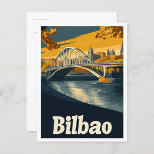 Bilbao Spain Art Vintage Travel Illustration Postcard