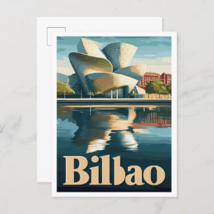 Bilbao Spain Art Vintage Travel Illustration Postcard