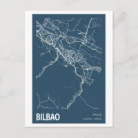 Bilbao Spain City Map Line Art Blue Print