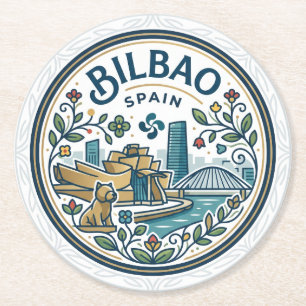 Bilbao, Spain Spain Round Paper Coaster
