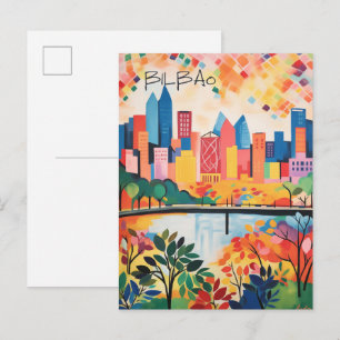 Bilbao Spain Travel City Painting Aesthetic Postcard