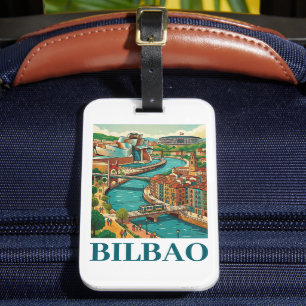 Bilbao Spain Travel - Colorful Architecture Luggage Tag