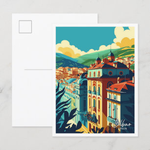 Bilbao Spain Travel Vintage Illustration Postcard