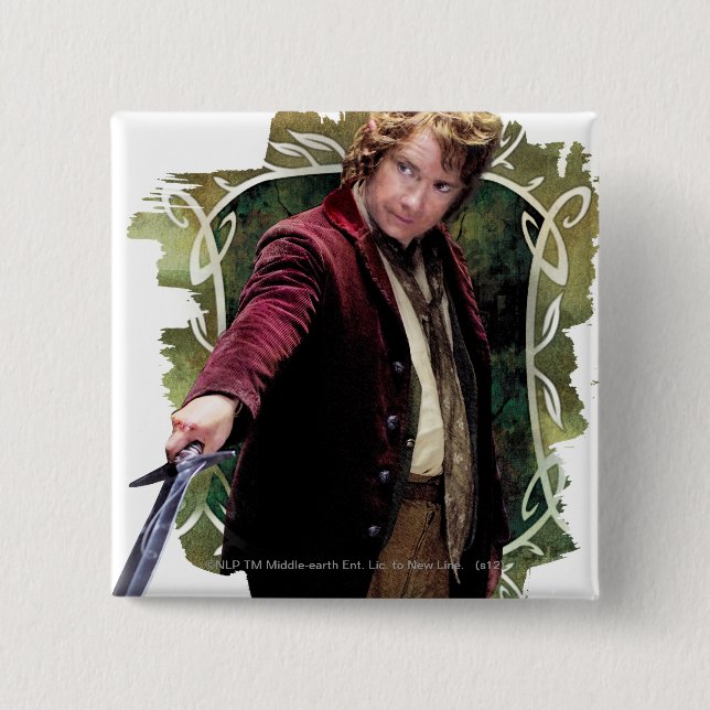 BILBO BAGGINS™ with sword 15 Cm Square Badge (Front)