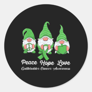 Bile Duct Cancer Awareness Gallbladder Cute Gnomes Classic Round Sticker