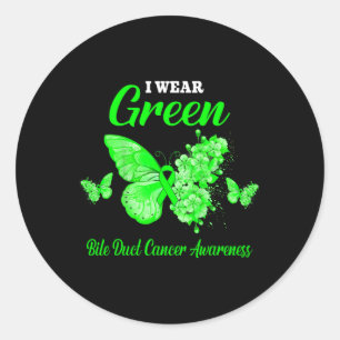 Bile Duct Cancer Awareness I Wear Green Butterfly Classic Round Sticker