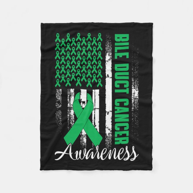 Bile Duct Cancer Awareness Kelly Green Ribbon Us F Fleece Blanket (Front)