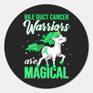 Bile Duct Cancer Awareness Warrior Fun Unicorn Classic Round Sticker