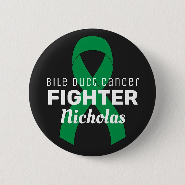 Bile Duct  Cancer Ribbon Black Button (Front)