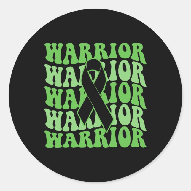 Bile Duct Cancer Warrior Green Ribbon Awareness  Classic Round Sticker (Front)