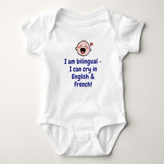 Bilingual Baby, Funny Gift Baby Baby Bodysuit (Front)