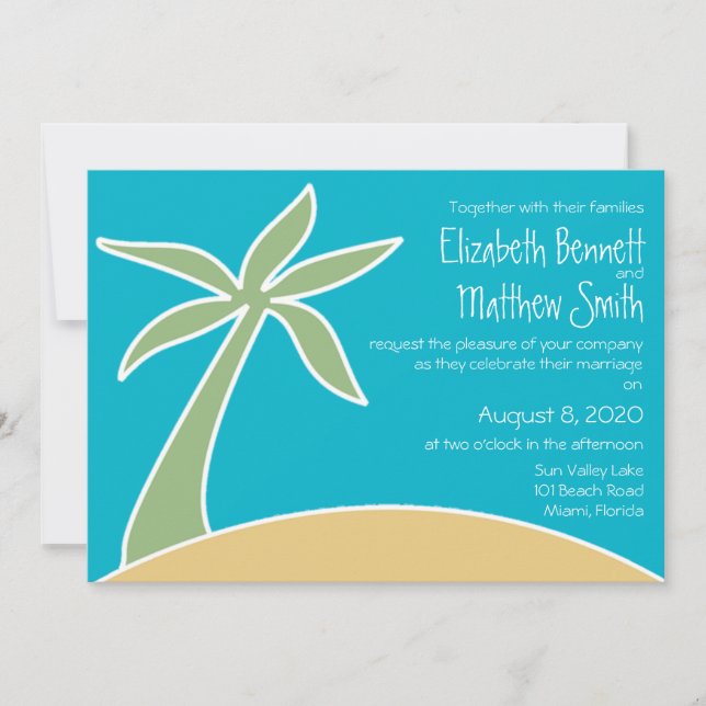 Bilingual Beach Wedding Invitation (Front)