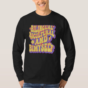 Bilingual Bicultural And Bimyself Retro Groovy For T-Shirt