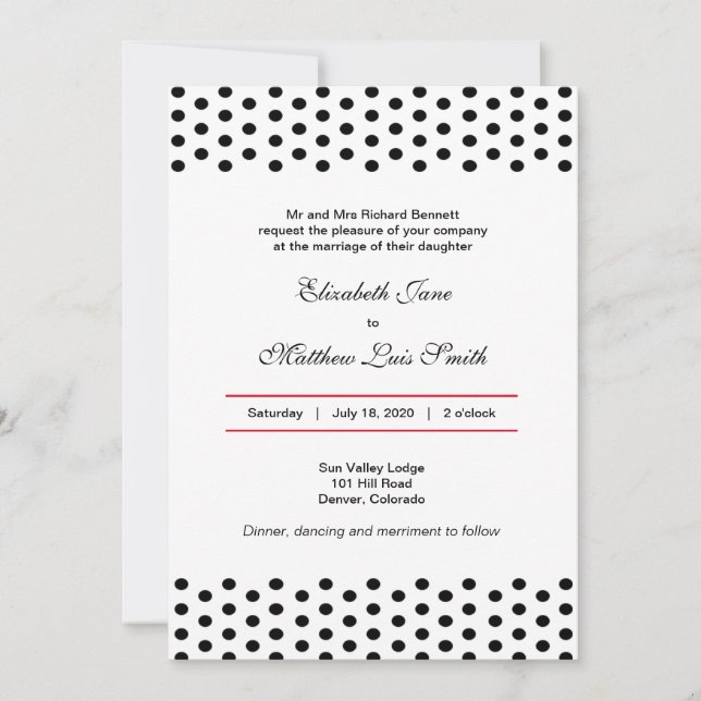 Bilingual Bold Polka Dot Wedding Invitation (Front)