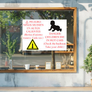 Bilingual Car Safety Sticker Warning 