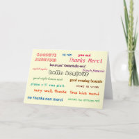 bilingual card French English basic