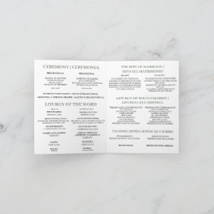 Bilingual Catholic Mass Wedding Program, Greenery Thank You Card